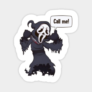 Ghost With Screaming Face Holding A Knife Magnet