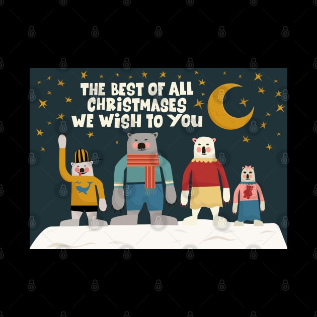 Merry Christmas Postcards - cute Christmas shirt - cute bear family by Boogosh