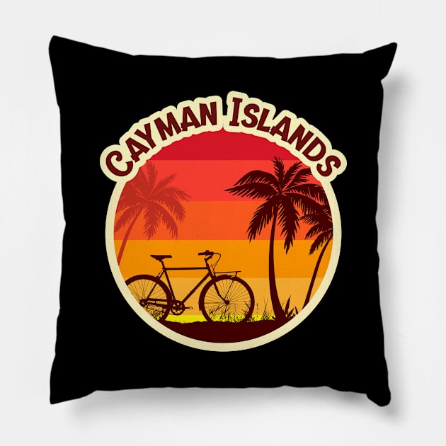 Cayman Islands Sunshine in a Beach with a Lonely Palm Tree and Bicycle T-shirt Pillow by AbsurdStore