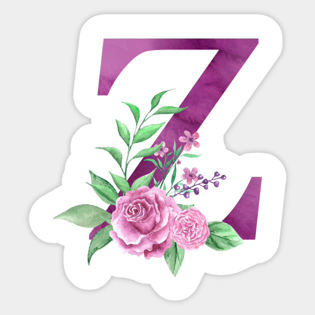 Floral Monogram Z Beautiful Rose Bouquet Monogram Z Sticker Teepublic