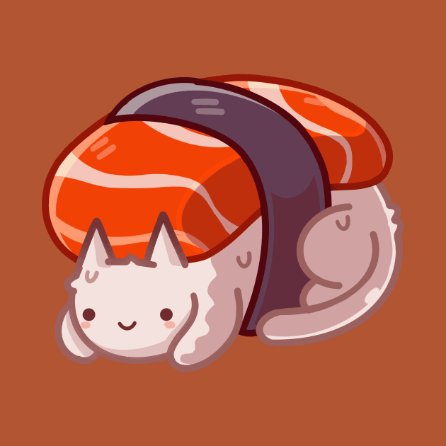 Salmon Nigiri Cat by Claire Lin