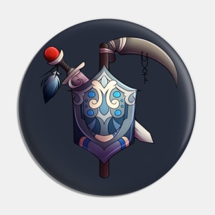 Sword, Scythe & Shield Pin