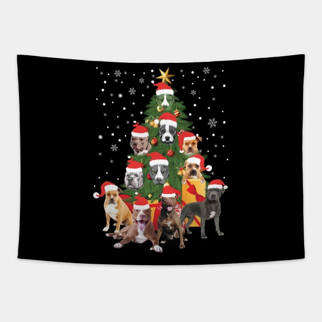 Pitbull Chirstmas Tapestry by Him