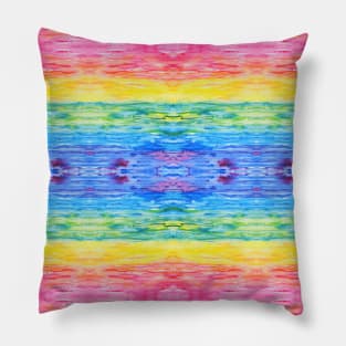 Happy and Bright Watercolor Tropical Rainbow Stripes Pillow