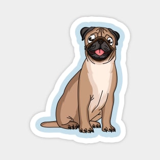 Funny happy pug dog cartoon illustration Magnet