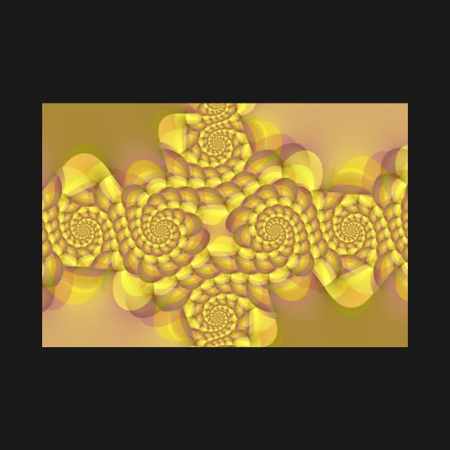 yellow and gold coloured complex spiral structure on a beige background by mister-john