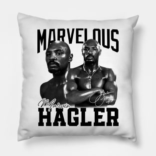 Marvelous Marvin Hagler Boxing Legend Signature Vintage Retro 80s 90s Bootleg Rap Style Pillow