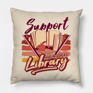 Retro Support Your Local Library // 90s Style Book Lover Pillow