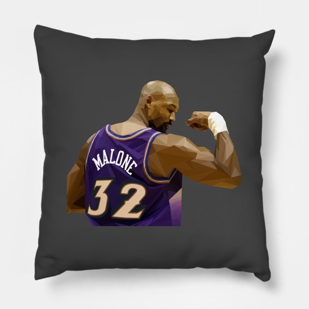 Karl Malone Low Poly Flex Pillow by qiangdade