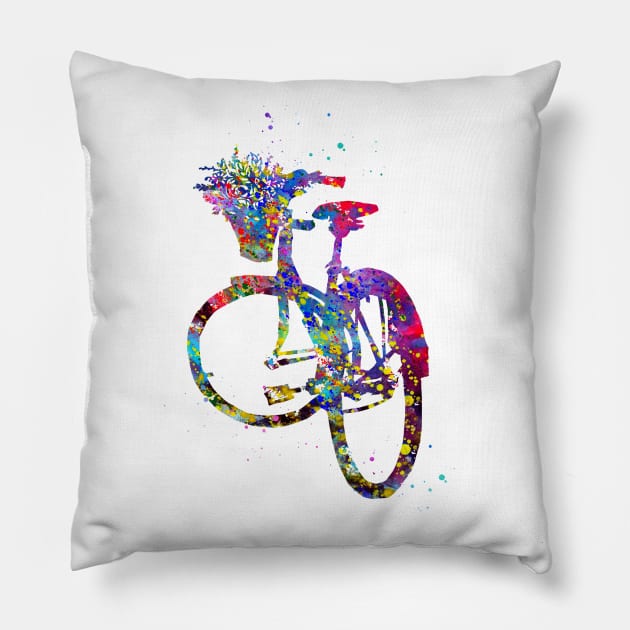 Bicycle with Flower in Basket Pillow by erzebeth