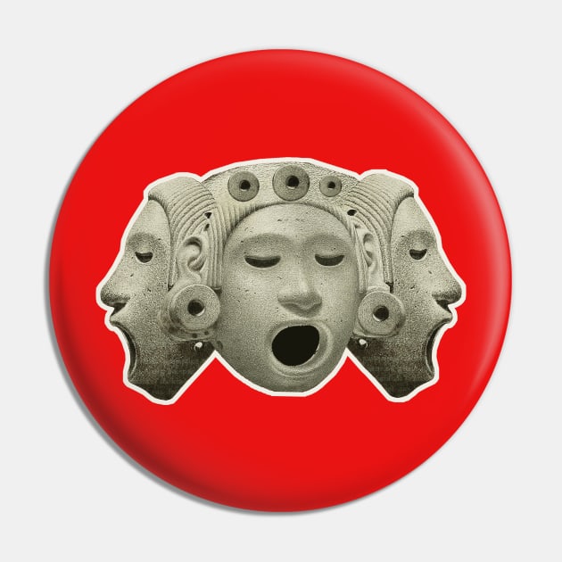 Idol of Fate Three Mouths Sculpture Amerindian Pin by Marccelus