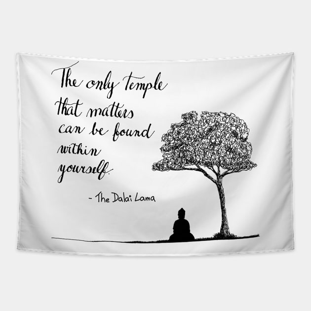 Hand Drawn Buddha with quote Tapestry by jitkaegressy