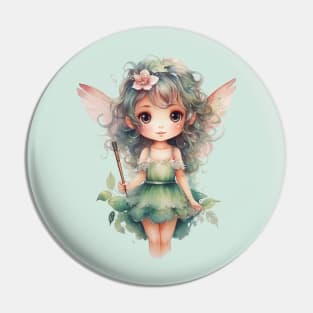 Watercolor Green Garden Fairy Pin