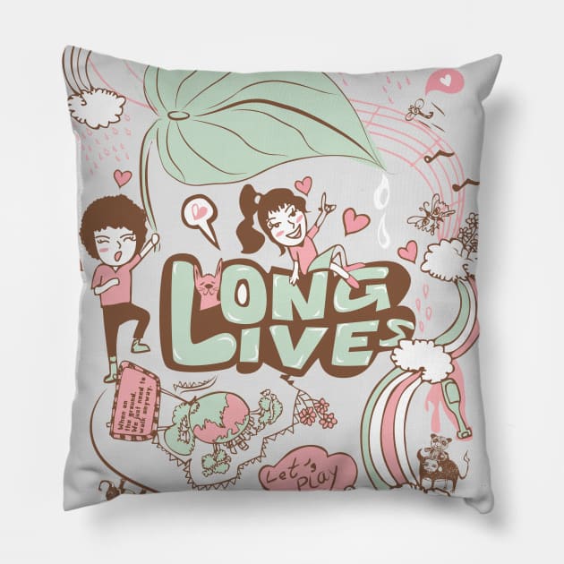 Lover and the Long lives Pillow by Artworkworkshop