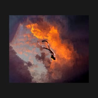 Woman diving in cloudy sky during sunset T-Shirt