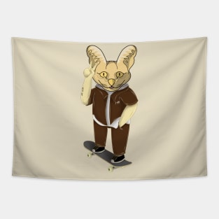 skateboarder serval cat Tapestry