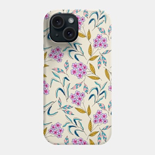 Colorful happy flower blossom pattern in off-white Phone Case