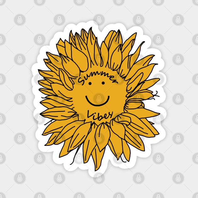 Summer Vibes Yellow Sunflower Magnet by ellenhenryart