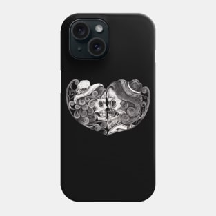 Sugar skull couple lovers day of the dead. Phone Case