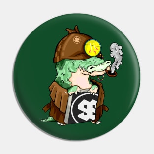 Cool alligator character smoking a cigar illustration Pin