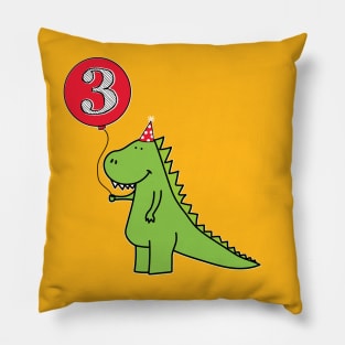 Birthdaysaurus T Rex Dinosaur 3rd Birthday Pillow