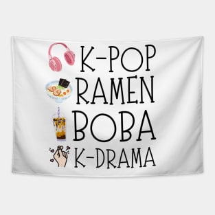 K-pop Ramen Boba And K-drama Cute Gift Tapestry