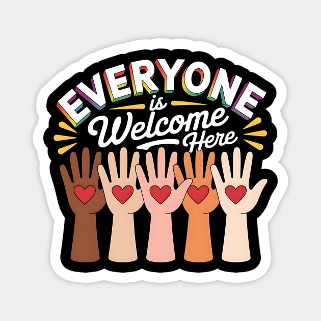 Everyone Is Welcome Here Idaho Teacher Design – Radiant Rainbow Edition Magnet by Designed By Marty