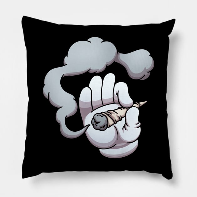 Cartoon Hand Holding A Joint Pillow by TheMaskedTooner