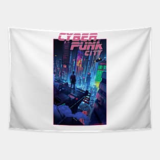 Cyber Punk City Tapestry