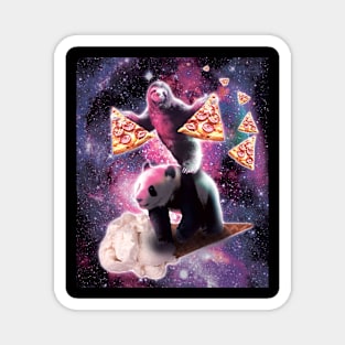 Space Sloth With Pizza On Panda Riding Ice Cream Magnet