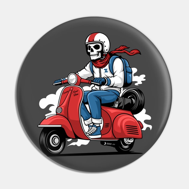 Scooter never dies red Pin by creative.z