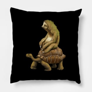 Sloth Riding Tortoise Sloth Riding Turtle Pillow