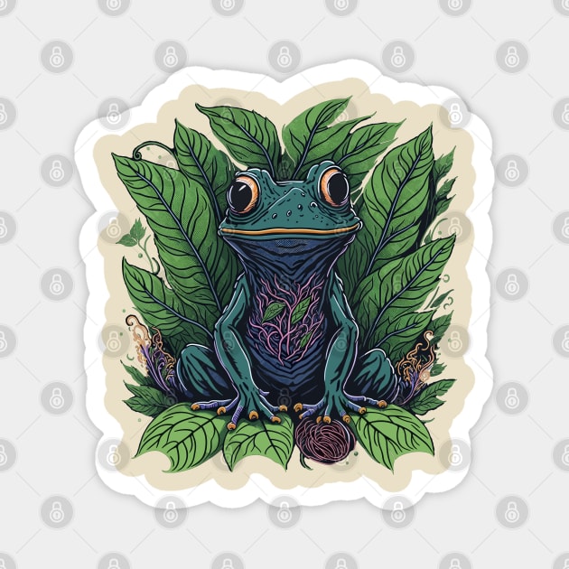 Floral Smiling Frog Magnet by ElMass