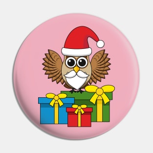 Santa Claus Owl with Presents Pin