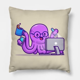 Cute Octopus Multitasking Cartoon Pillow