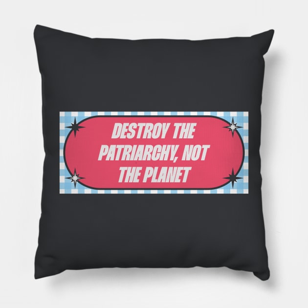 Destroy The Patriarchy Not The Planet Pillow by Football from the Left