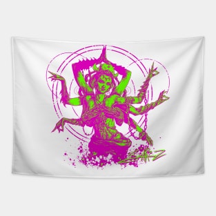 Kali Goddess Pink Green Tapestry