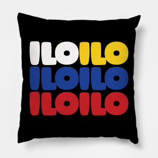 Iloilo Philippines Flag Typography Pillow