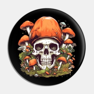 Psychedelic Intrigue Mushroom Skull Pin