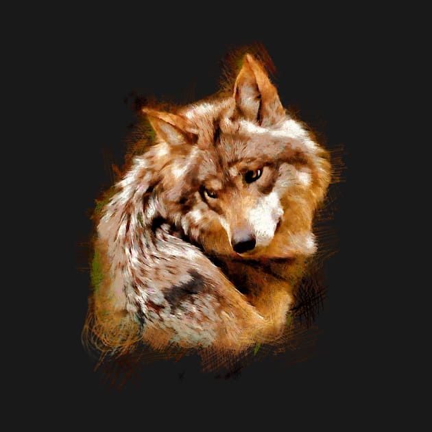 Mexican gray wolf painted with colored chalks by Ariela-Alez