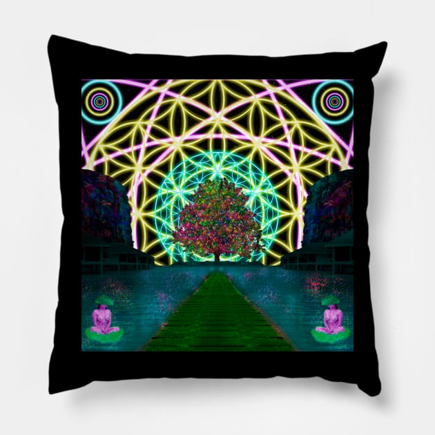 Sacred Geometry - Flower of Life - Path to the Tree of Life Pillow by Sacred Geometry Art