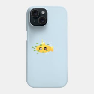 Cute yellow submarine fish cartoon illustration Phone Case