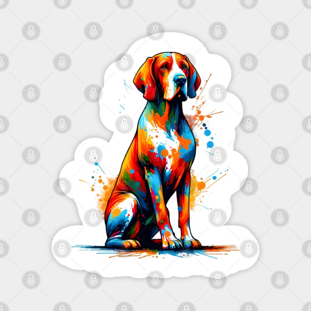 Vibrant Bracco Italiano in Abstract Splash Art Magnet by ArtRUs