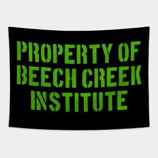 Property of Beech Creek Institute Rustic Stencil (Green Ink) Tapestry