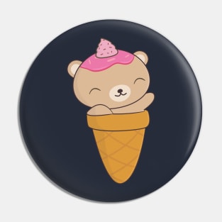 Kawaii Bear Ice Cream Cone T-Shirt Pin