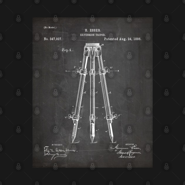 Surveyor Tripod Patent - Land Surveying Geology Geography Art - Black Chalkboard by patentpress