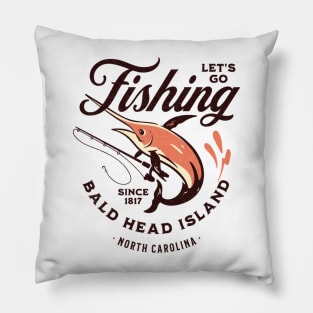 Bald Head Island, NC Fishing Summer Vacation Pillow