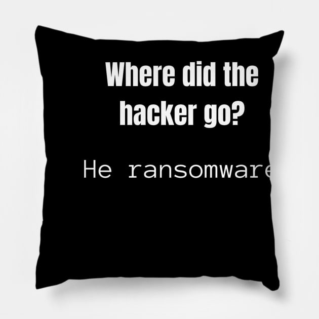 Where did the Hacker go? Pillow by leo-jess