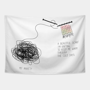 Inspirational selfcare illustration on anxiety Tapestry