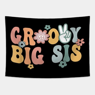 Groovy Big sis Retro Sister Matching Family 1st Birthday Tapestry